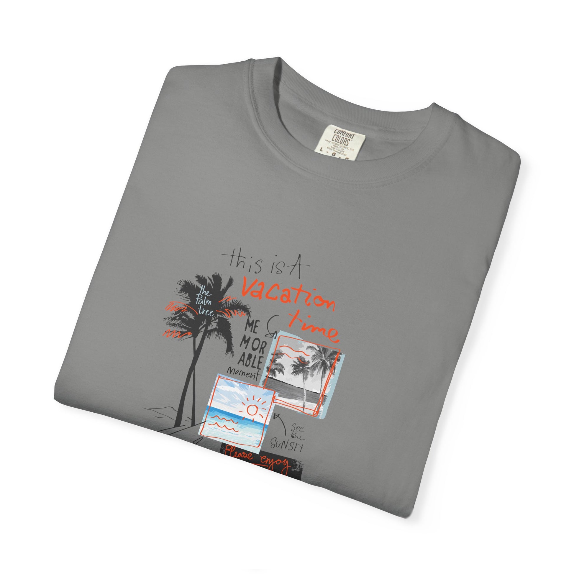 Vacation Vibes Graphic T-Shirt — Palm Tree Collage Tee Breeze