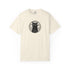 Beige t-shirt with black cat graphic design