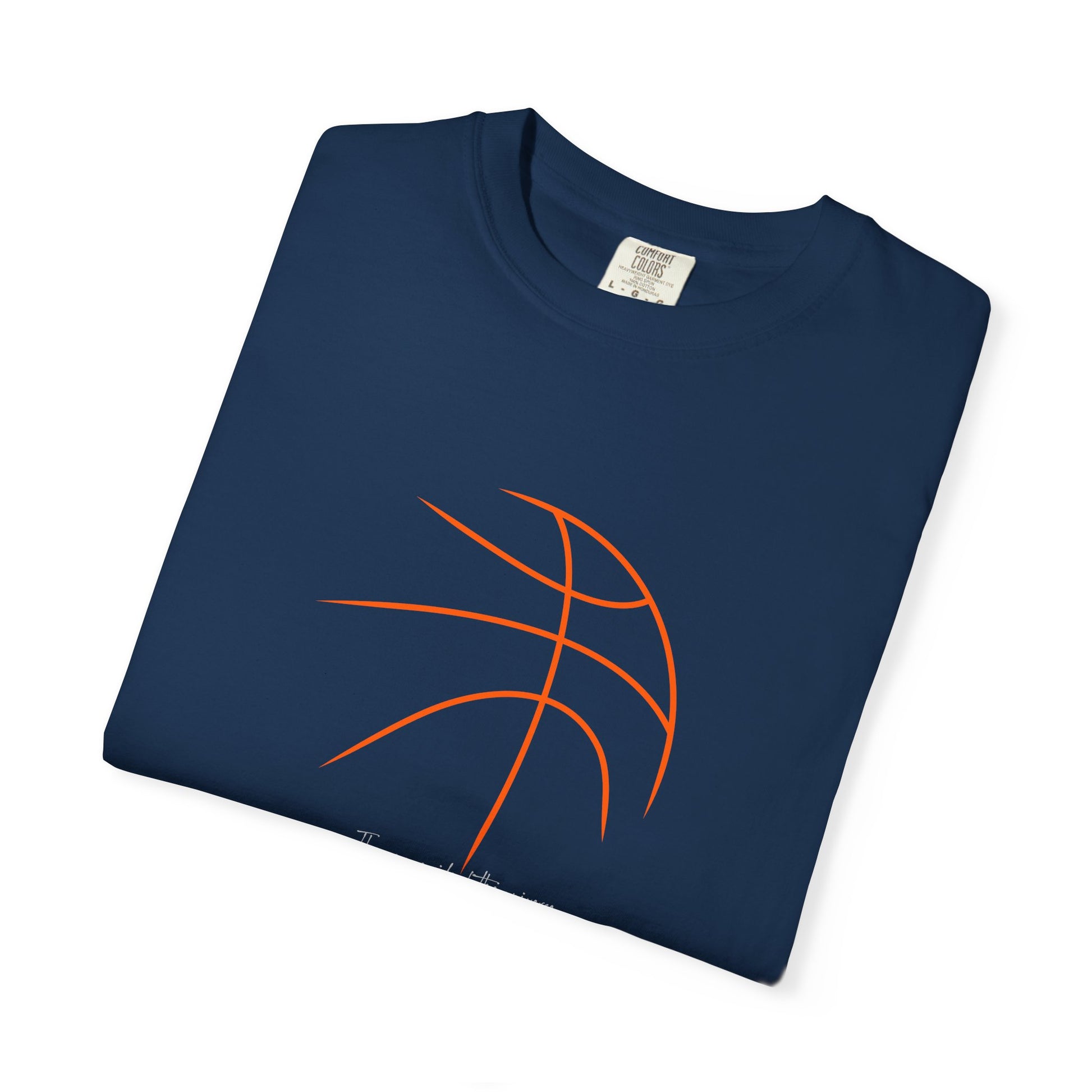 Basketball Outline Tee — Minimal Orange Basketball Graphic T-Shirt sport