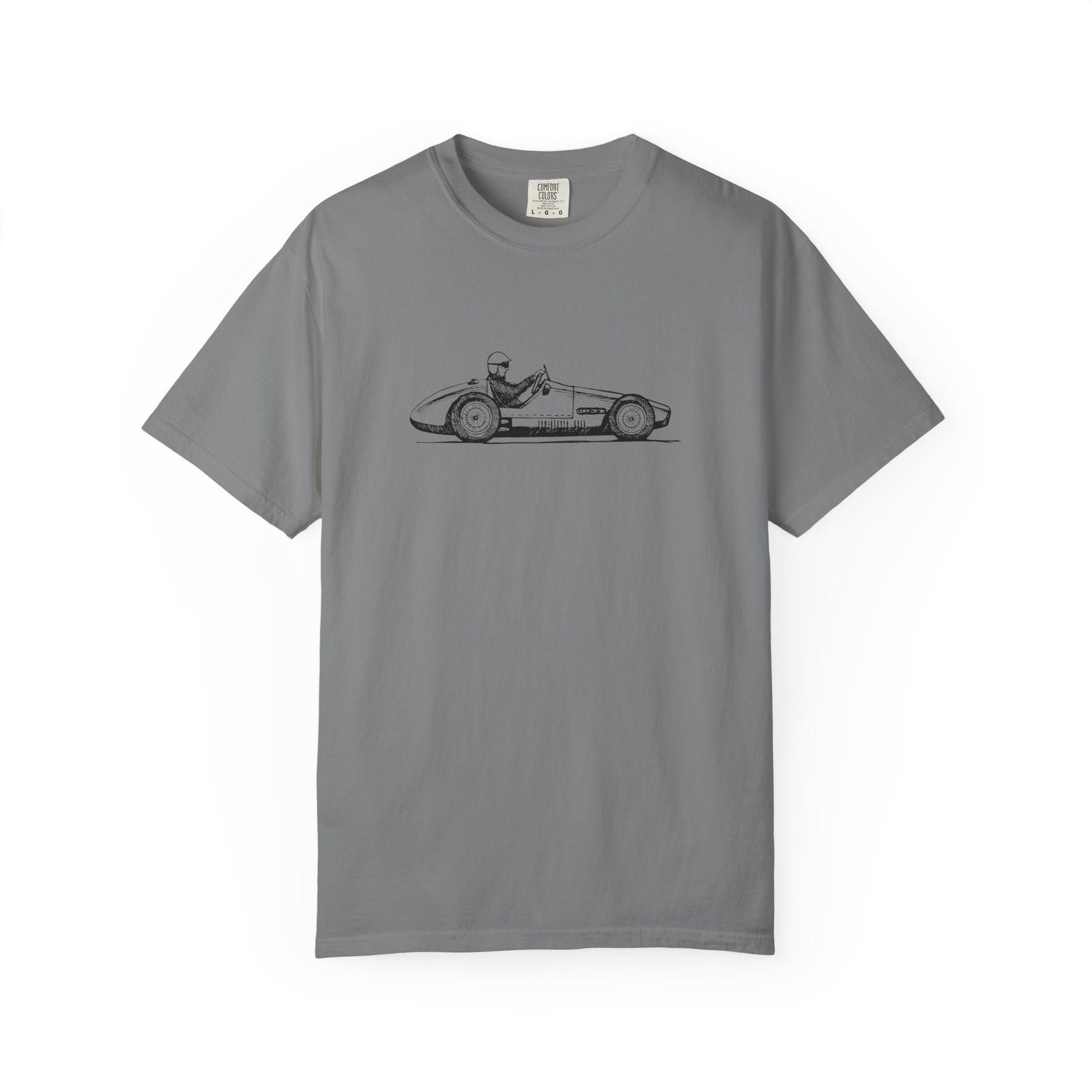 Gray t-shirt with 'Be Still & Know' text on a white background