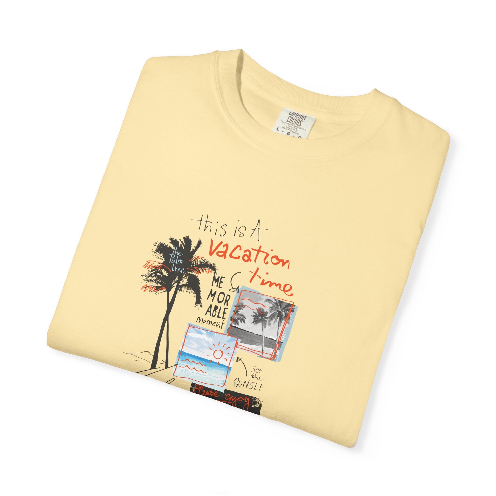 Vacation Vibes Graphic T-Shirt — Palm Tree Collage Tee Breeze