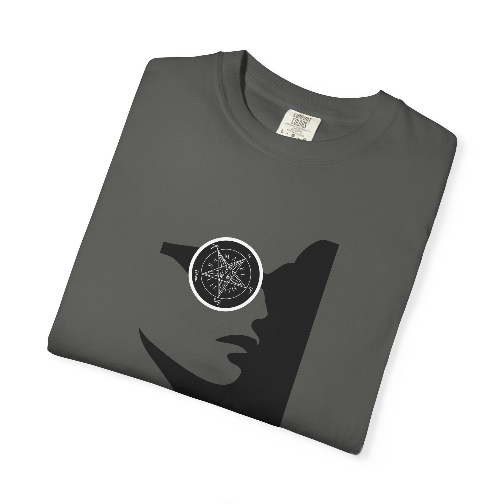 Folded gray t-shirt with 'Heavy Local Freds' text design on a white background