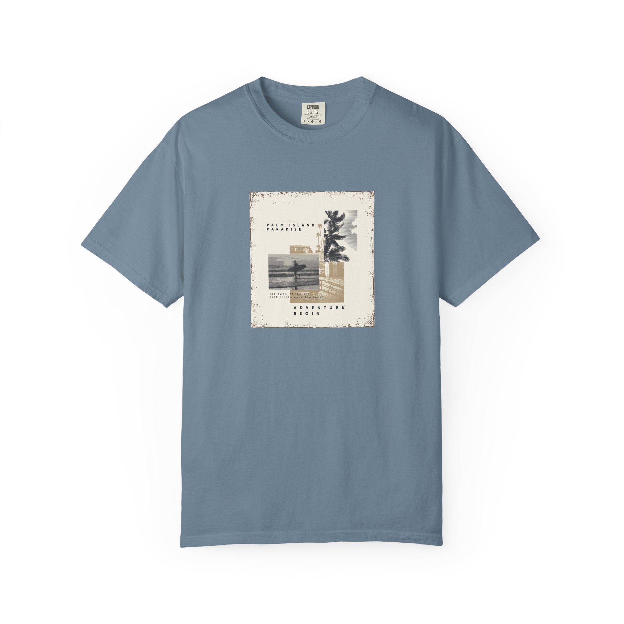 Vintage Beach Photo T-Shirt — 'Good Vibes' Coastal Graphic Tee