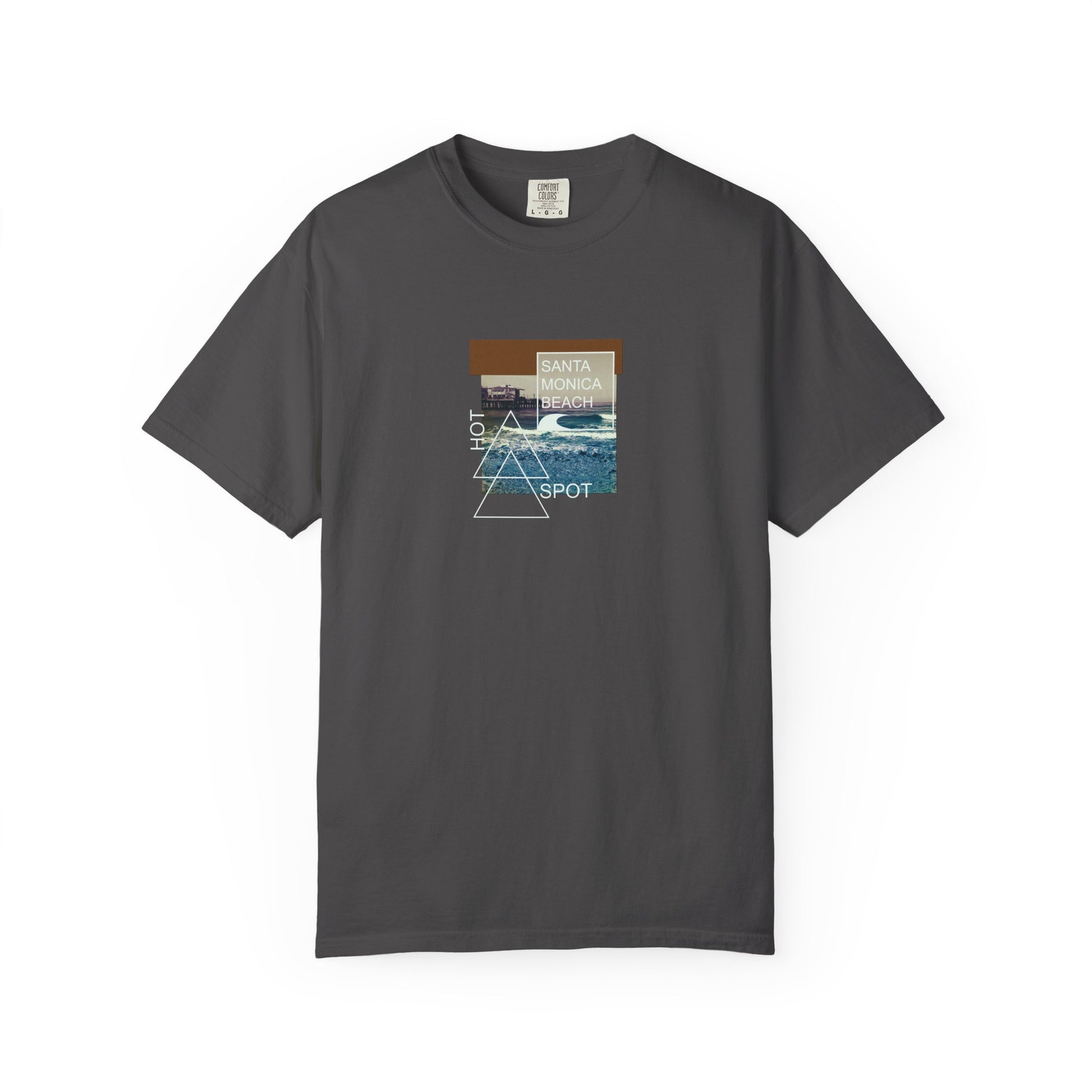 grey santa monica beach retro surf graphic tee
