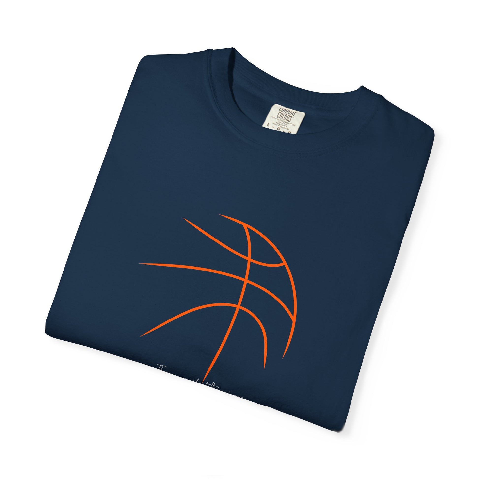 Basketball Outline Tee — Minimal Orange Basketball Graphic T-Shirt sport