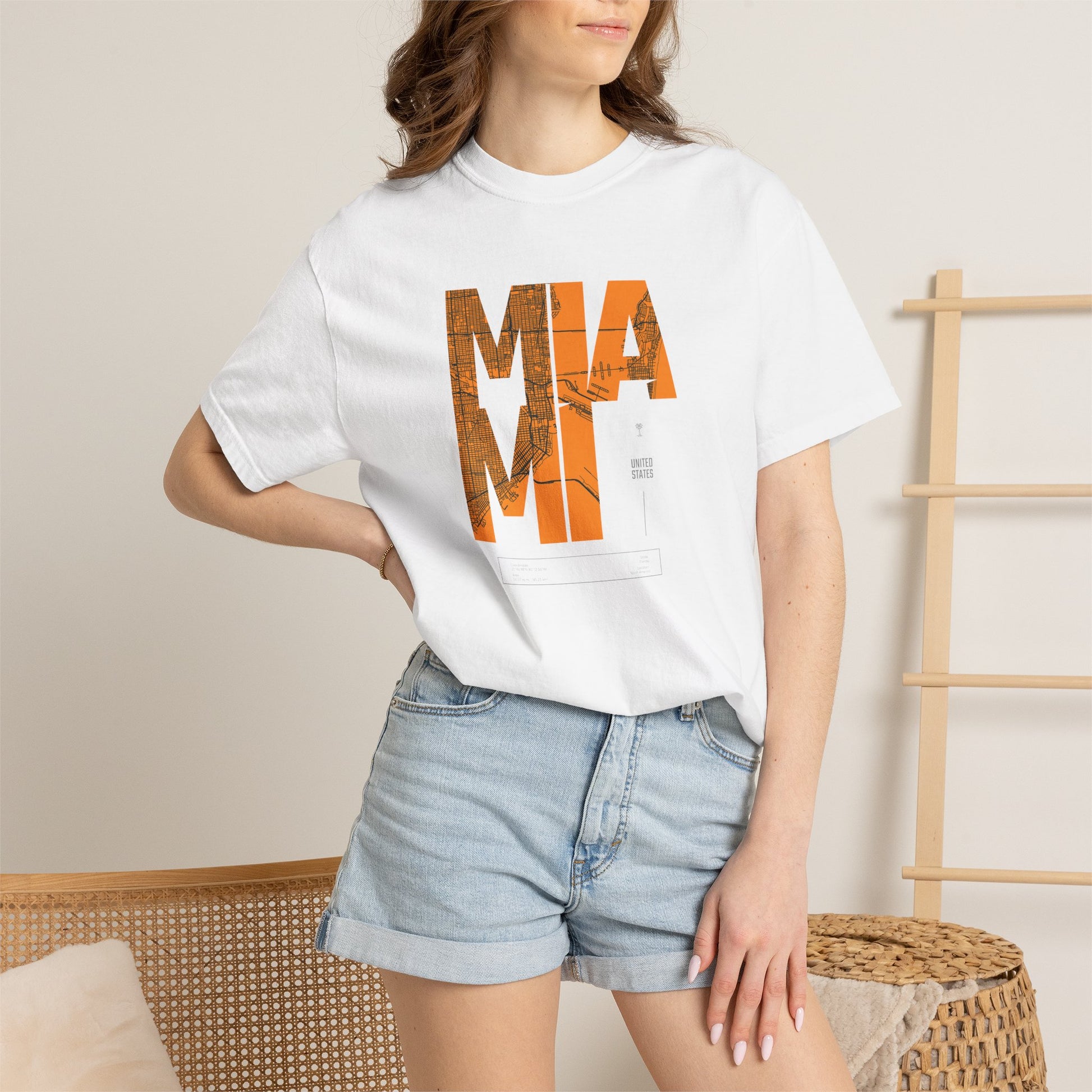 MIA MI Retro Block Graphic T-Shirt — Orange Vintage City Tee