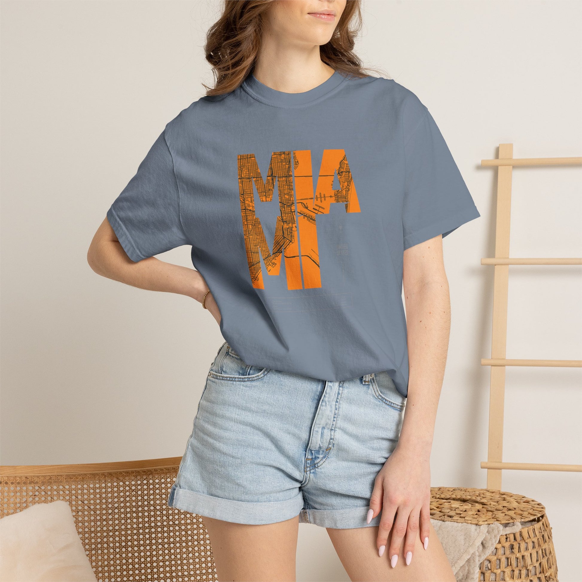 MIA MI Retro Block Graphic T-Shirt — Orange Vintage City Tee