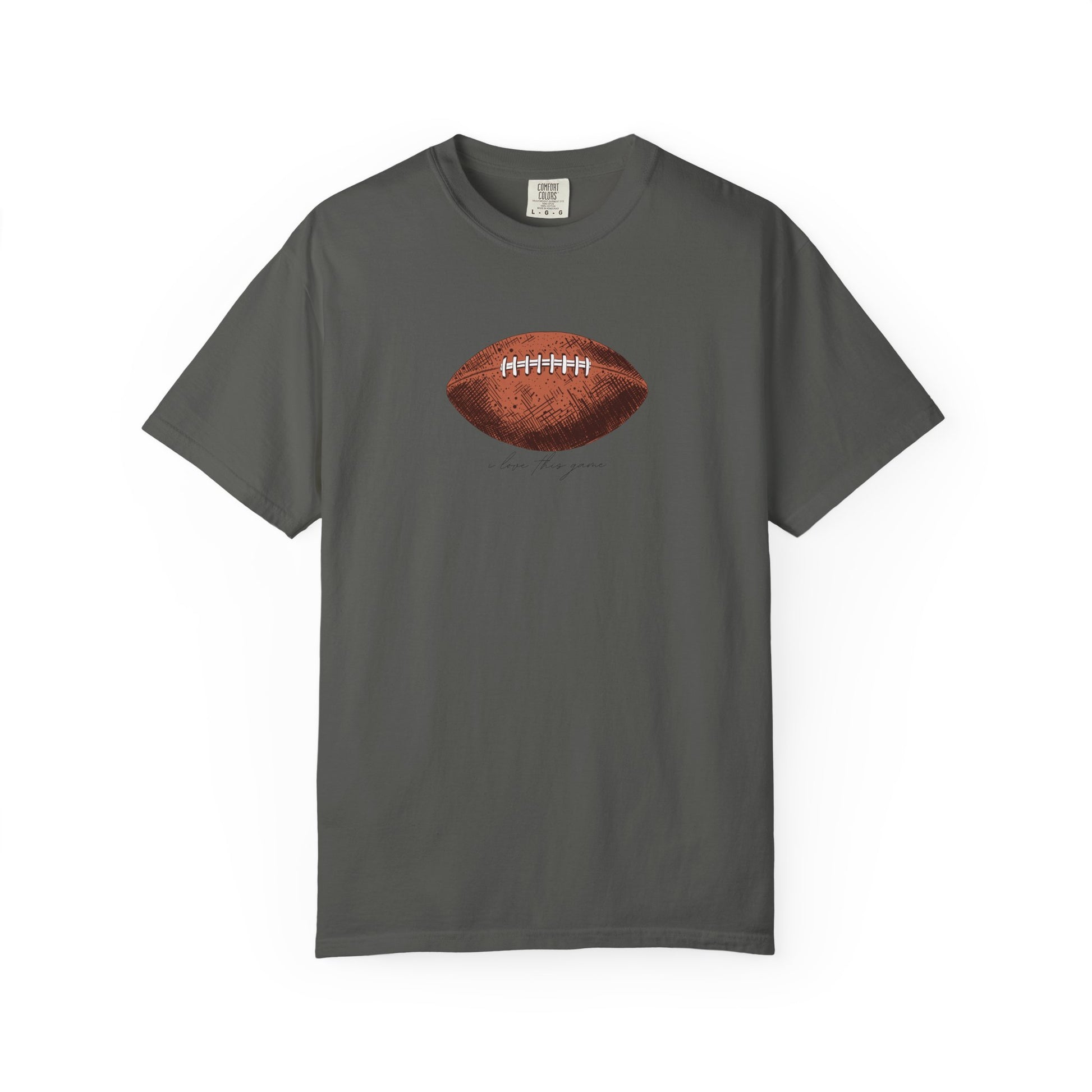 Gray vintage leather football graphic t-shirt