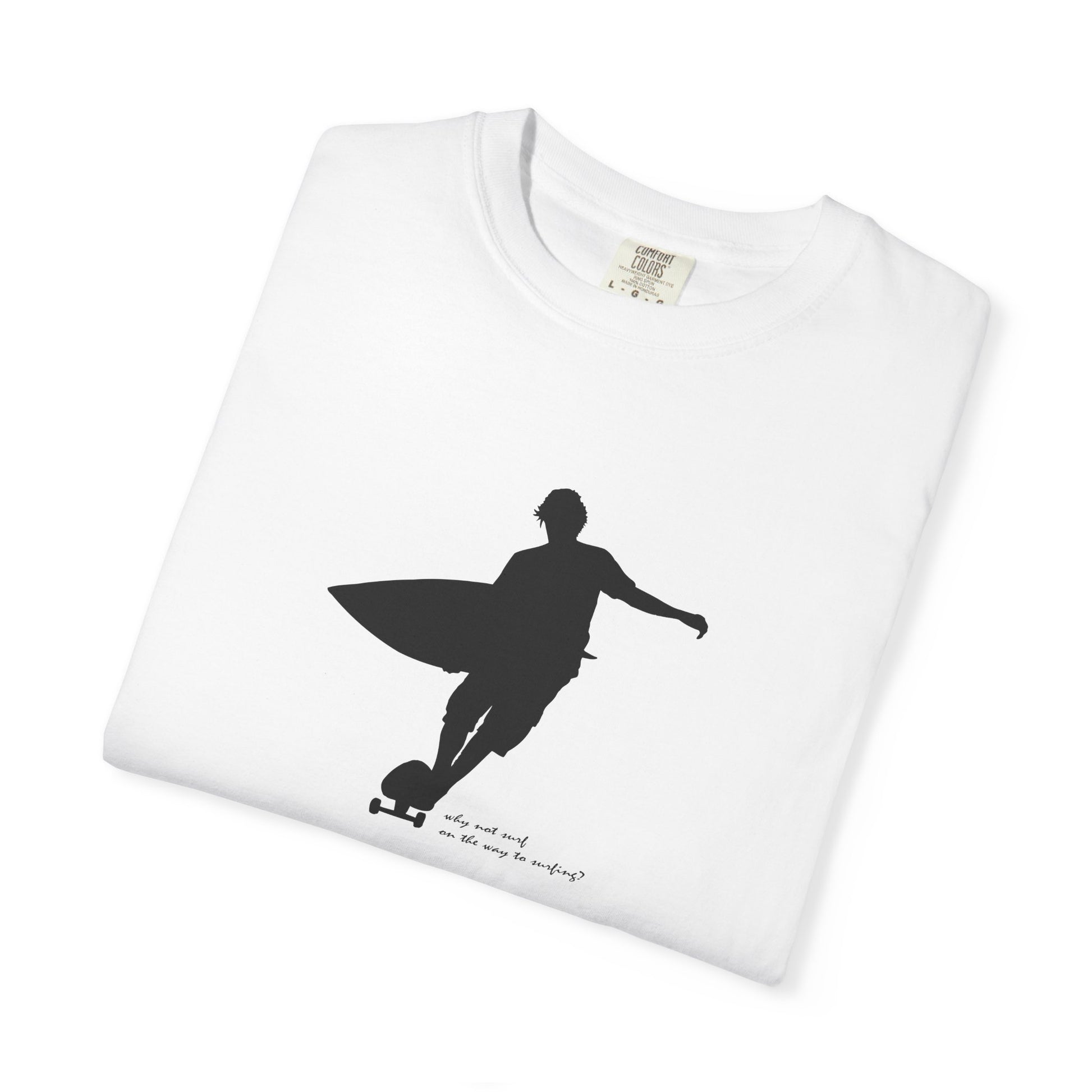 Surfer Silhouette Tee — Minimal Surfboard Graphic T-Shirt