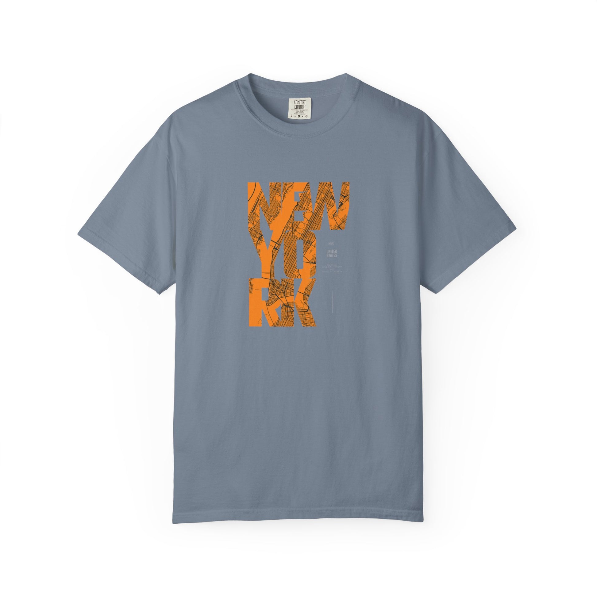 New York Typography Tee — Orange Marble Graphic T-Shirt