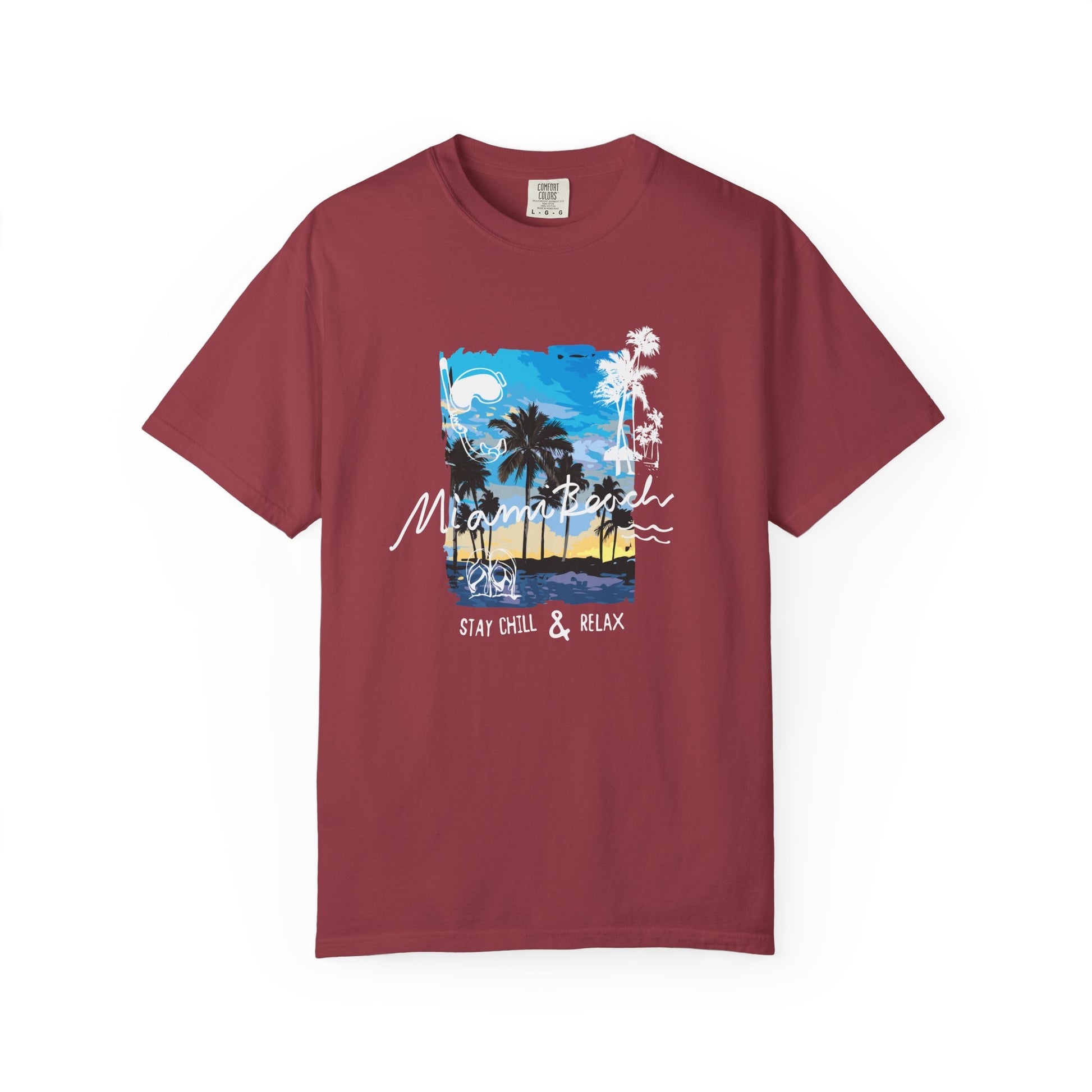 Maui Beach T-Shirt — "Stay Chill & Relax" Tropical Palm Sunset Tee