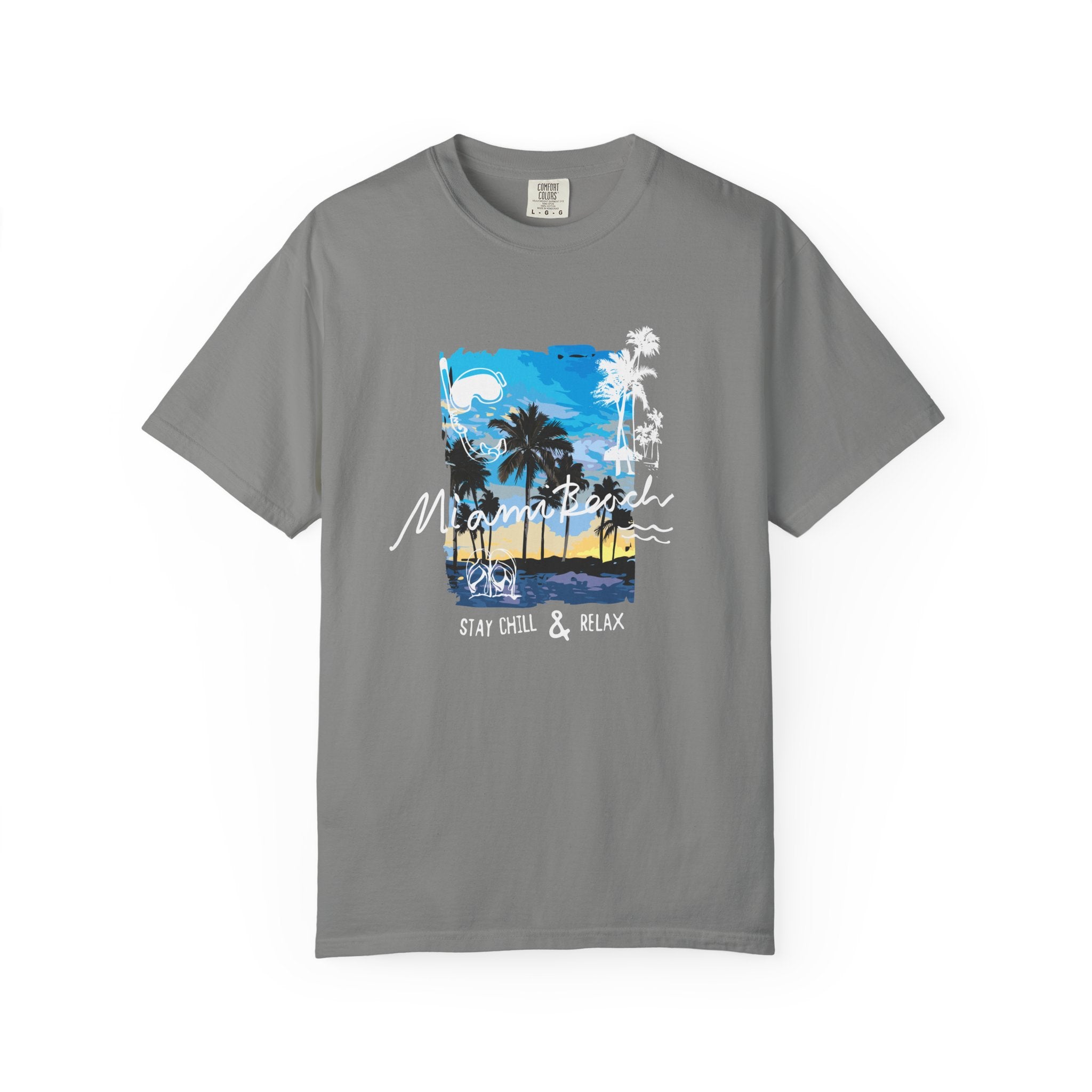 Maui Beach T-Shirt — "Stay Chill & Relax" Tropical Palm Sunset Tee