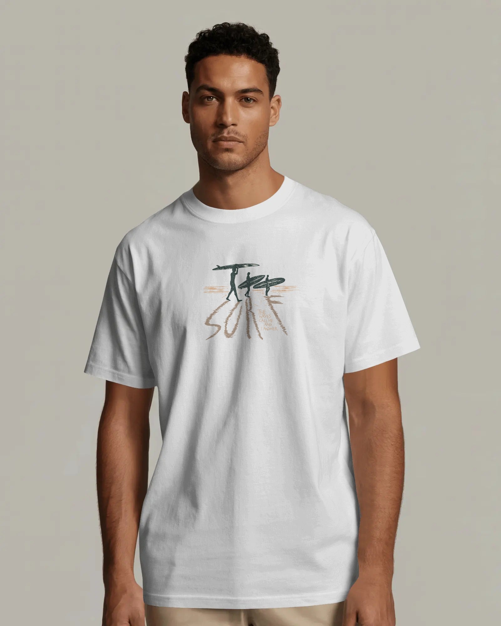 urfer carrying surfboard minimal brushstroke graphic t shirt
